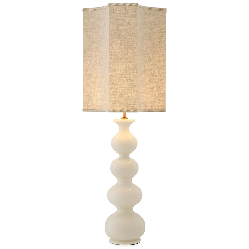 Настольная лампа Eichholtz Table Lamp Mabel Ceramic Бежево-серый Латунь Белый Настольная лампа Eichholtz Table Lamp Mabel Ceramic Бежево-серый Латунь Белый в Челябинске | Loft Concept