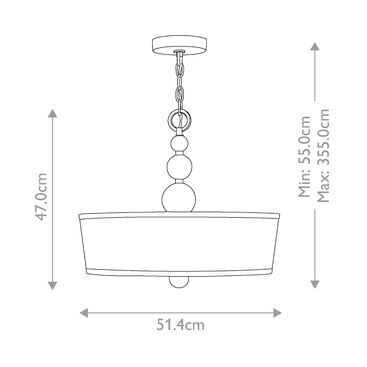 Люстра подвесная с белым тканевым цилиндрическим абажуром и декоративными шарами Hinkley в Челябинске