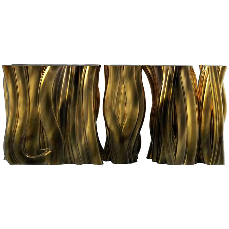 Консоль Модульная Monochrome Console Gold in Molded Fiberglass Золотой Консоль Модульная Monochrome Console Gold in Molded Fiberglass Золотой в Челябинске | Loft Concept