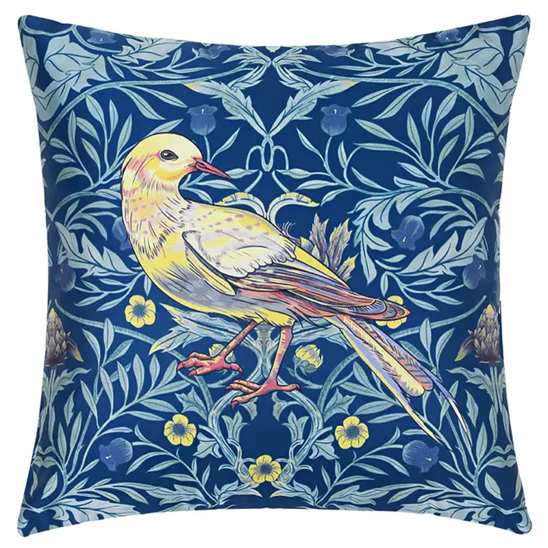 Декоративная подушка Bird and Flower Pattern Cushion Синий Мульти Декоративная подушка Bird and Flower Pattern Cushion Синий Мульти в Челябинске | Loft Concept