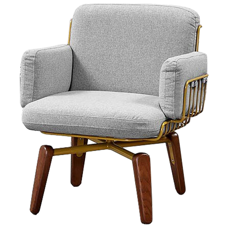 Кресло Frankie Armchair Светло-серый Коричневый Бронза Кресло Frankie Armchair Светло-серый Коричневый Бронза в Челябинске | Loft Concept
