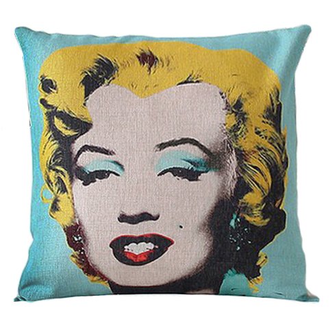 Декоративная подушка Marilyn Monroe Желтый Бирюзовый Декоративная подушка Marilyn Monroe Желтый Бирюзовый в Челябинске | Loft Concept