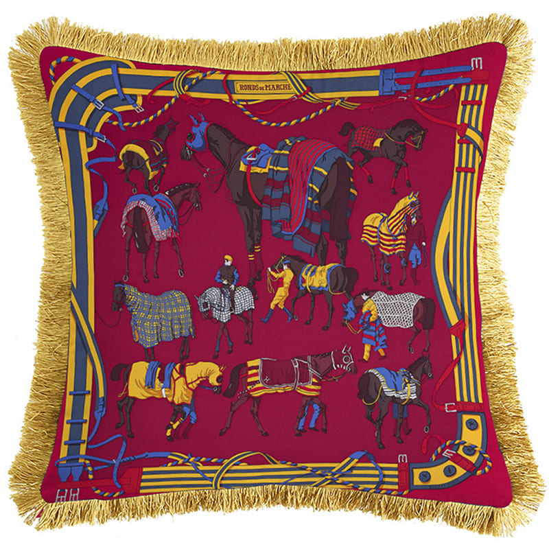 Декоративная подушка Hermes Horses Red 134 Красный Мульти Золотой Декоративная подушка Hermes Horses Red 134 Красный Мульти Золотой в Челябинске | Loft Concept