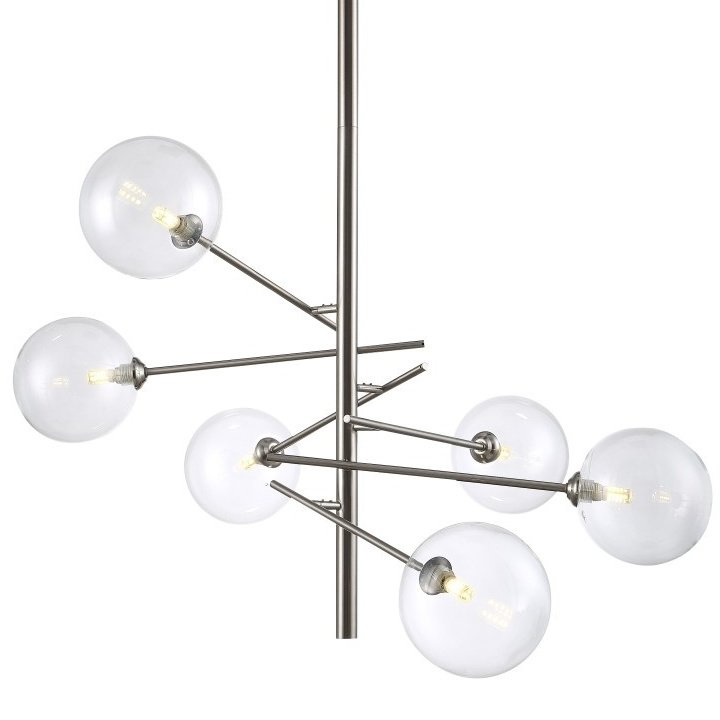 Люстра Gallotti & Radice Straight Nickel 6 Никель Прозрачное Стекло Люстра Gallotti & Radice Straight Nickel 6 Никель Прозрачное Стекло в Челябинске | Loft Concept