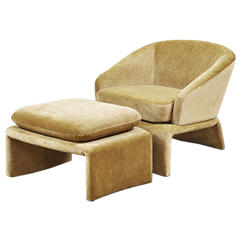 Кресло и пуф Connor Armchair Песочный Кресло и пуф Connor Armchair Песочный в Челябинске | Loft Concept