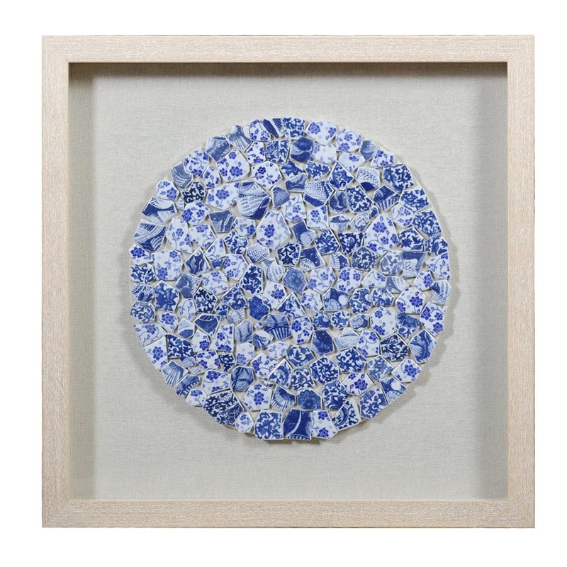 Панно Blue and White Mosaic circle Белый Синий Бежевый Панно Blue and White Mosaic circle Белый Синий Бежевый в Челябинске | Loft Concept