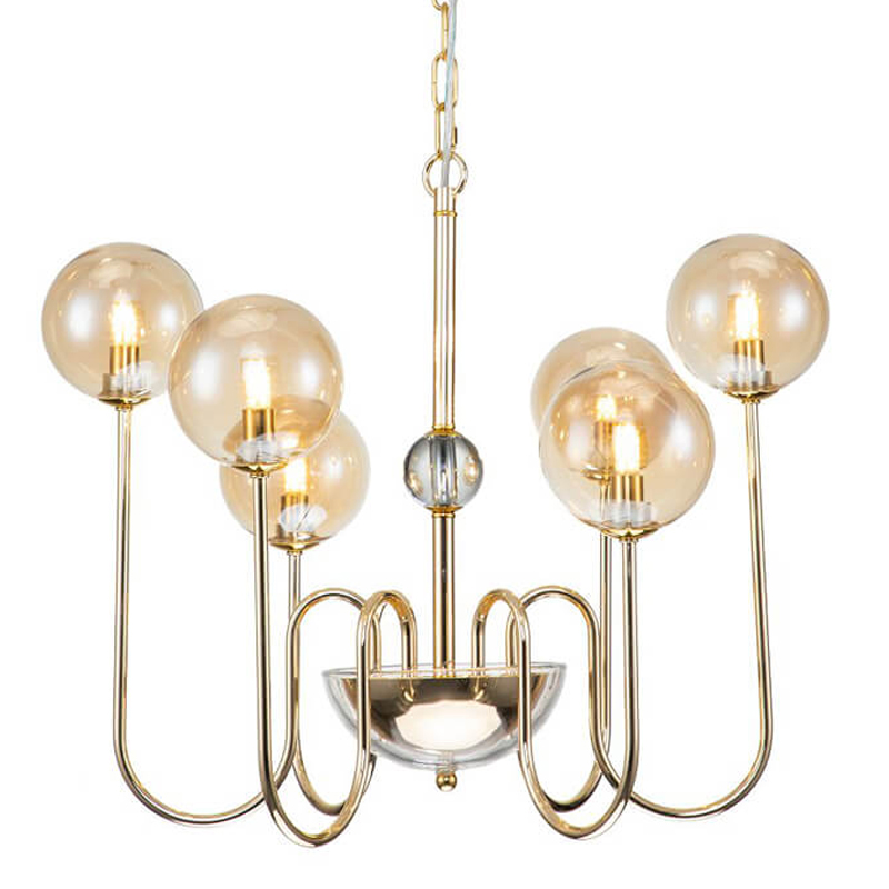Люстра Sheiry Glass Ball Chandelier 6 Глянцевое золото Янтарный Люстра Sheiry Glass Ball Chandelier 6 Глянцевое золото Янтарный в Челябинске | Loft Concept