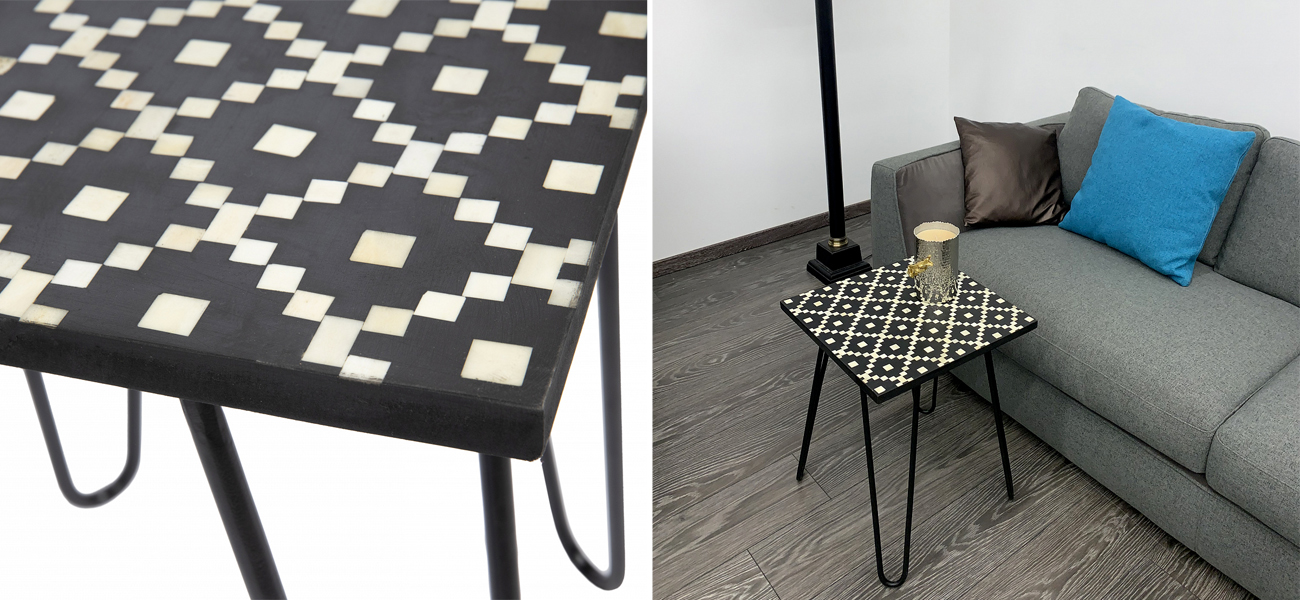 Квадратный приставной столик Bone Inlay - фото