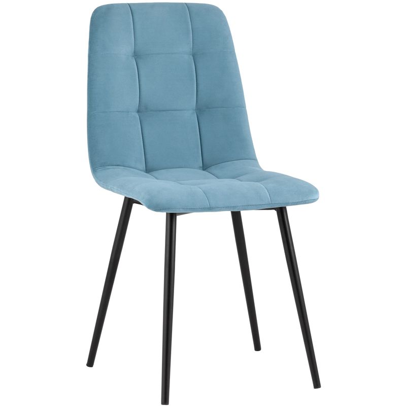 Стул NANCY S-2 Chair Голубой Велюр Голубой пастельный Черный Стул NANCY S-2 Chair Голубой Велюр Голубой пастельный Черный в Челябинске | Loft Concept