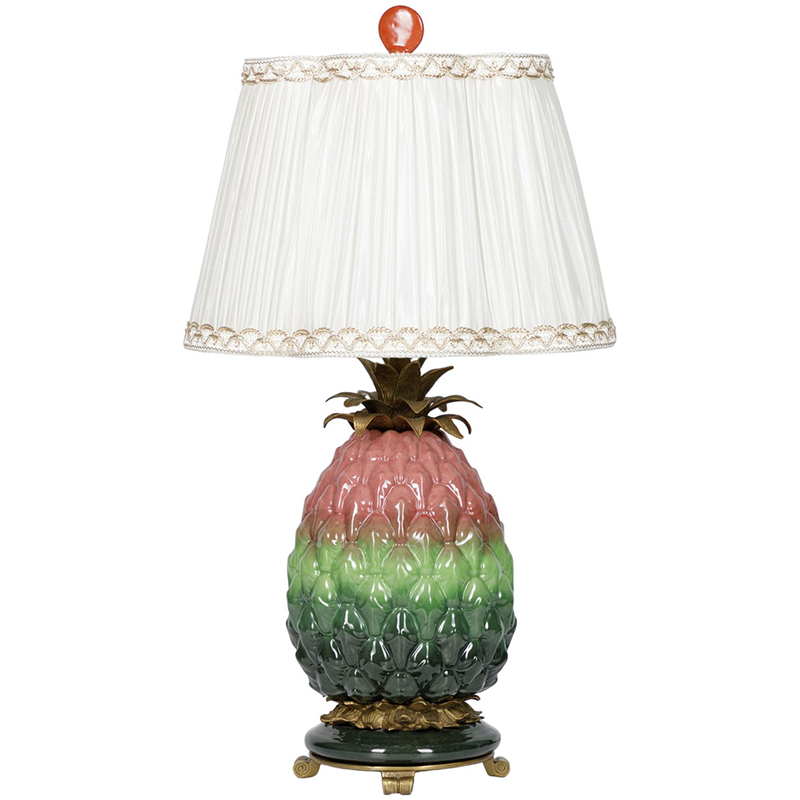 Настольная лампа с абажуром Pineapple Pink Green Table Lamp Белый Розовый Зеленый Салатовый Бронза Настольная лампа с абажуром Pineapple Pink Green Table Lamp Белый Розовый Зеленый Салатовый Бронза в Челябинске | Loft Concept