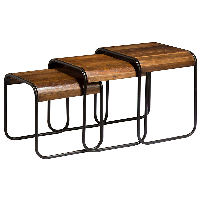 Комплект из 3-х приставных столов Sydney Side Tables Коричневый Черный Комплект из 3-х приставных столов Sydney Side Tables Коричневый Черный в Челябинске | Loft Concept