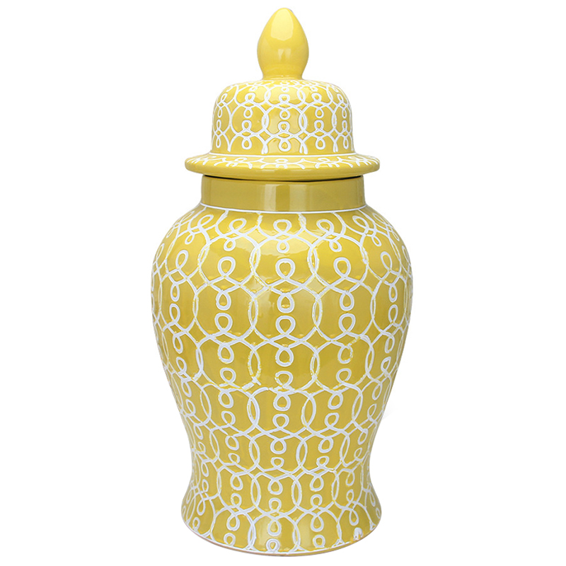 Ваза с крышкой Ceramic Yellow White Ornament Vase Желтый Белый Ваза с крышкой Ceramic Yellow White Ornament Vase Желтый Белый в Челябинске | Loft Concept