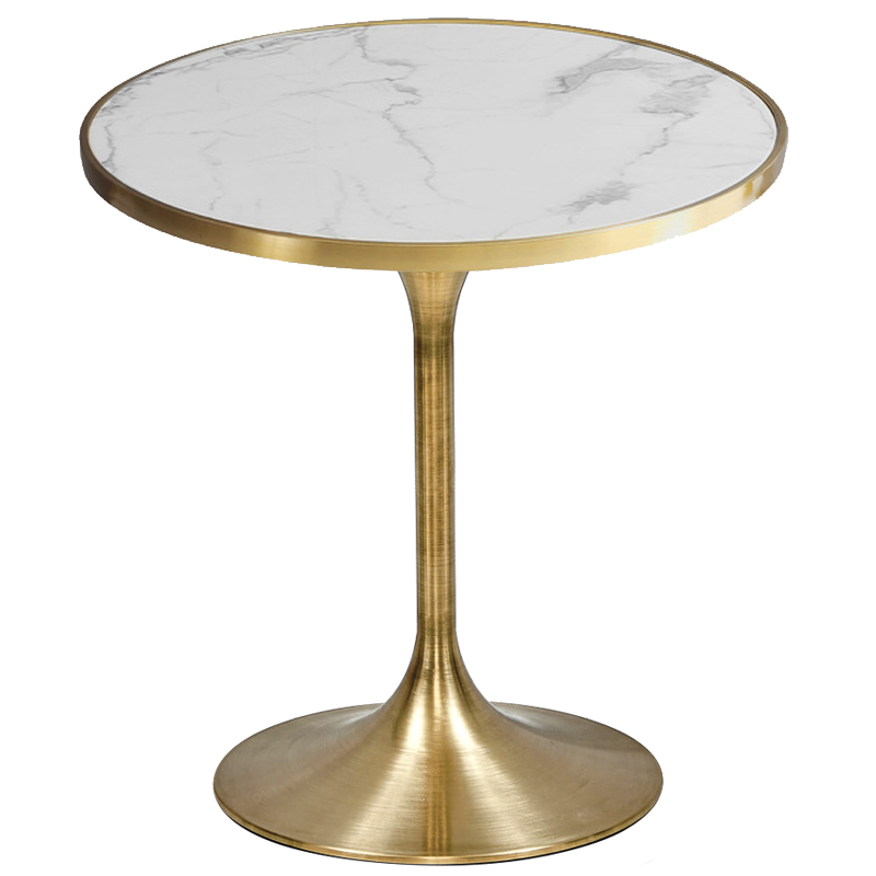 Обеденный стол Lovisa Table Circle Белый Латунь сатинированная Обеденный стол Lovisa Table Circle Белый Латунь сатинированная в Челябинске | Loft Concept