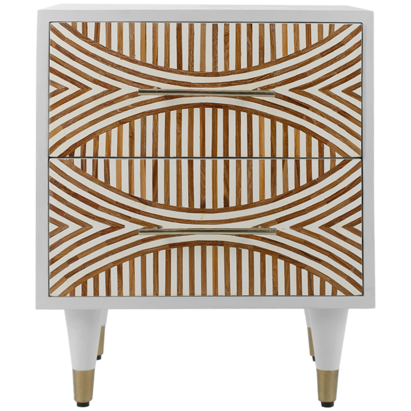 Тумба Arc Bedside Table Белый Коричневый Латунь в Челябинске | Loft Concept 