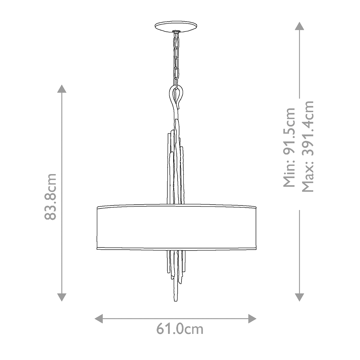 Люстра подвесная с широким белым текстильным абажуром и вертикальными декоративными элементами Hinkley в Челябинске