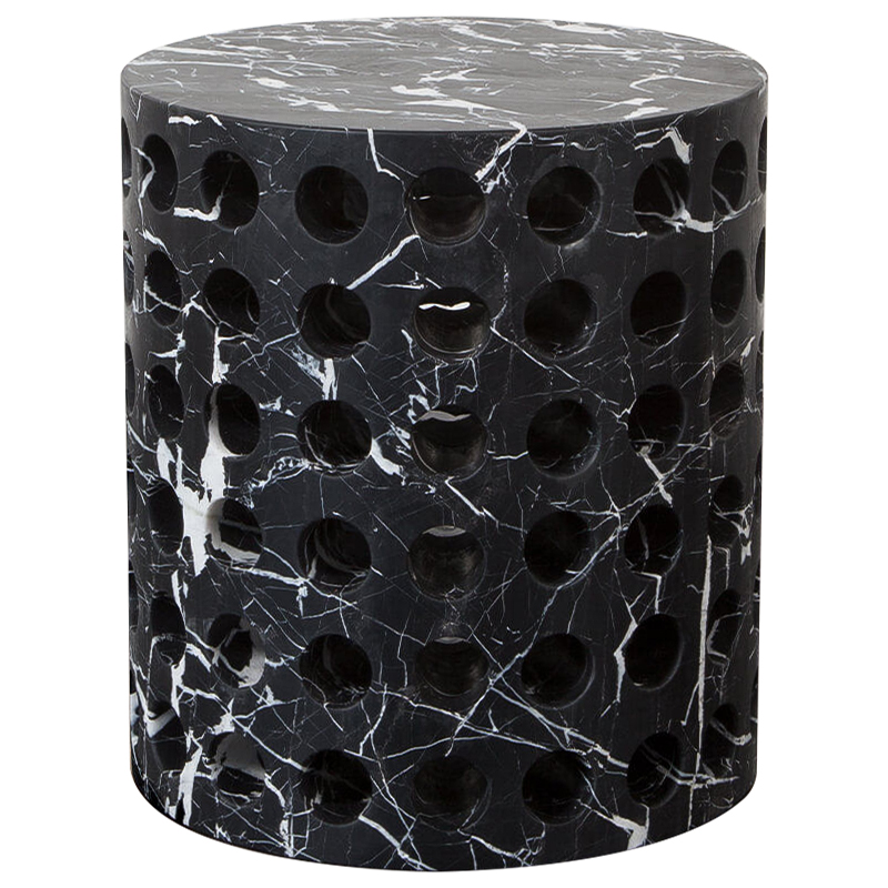 Приставной стол Perforated Side Table дизайн Kelly Wearstler Черный Мрамор Nero Черно-белый Приставной стол Perforated Side Table дизайн Kelly Wearstler Черный Мрамор Nero Черно-белый в Челябинске | Loft Concept