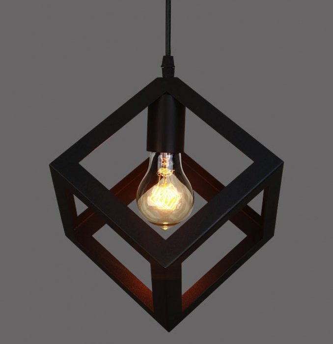 Подвесной светильник Loft Polyedra Cube Черный Подвесной светильник Loft Polyedra Cube Черный в Челябинске | Loft Concept