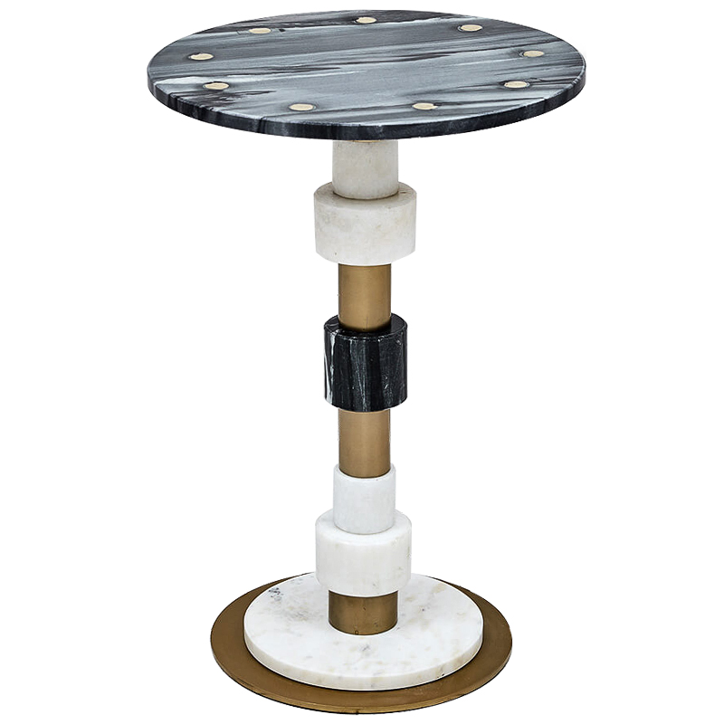 Приставной стол Aegina Side Table Черно-белый Белый Латунь Приставной стол Aegina Side Table Черно-белый Белый Латунь в Челябинске | Loft Concept