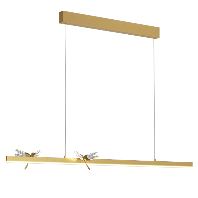 Линейный светильник со стрекозами Dragonfly Linear Chandelier Gold Золотой Прозрачный Линейный светильник со стрекозами Dragonfly Linear Chandelier Gold Золотой Прозрачный в Челябинске | Loft Concept