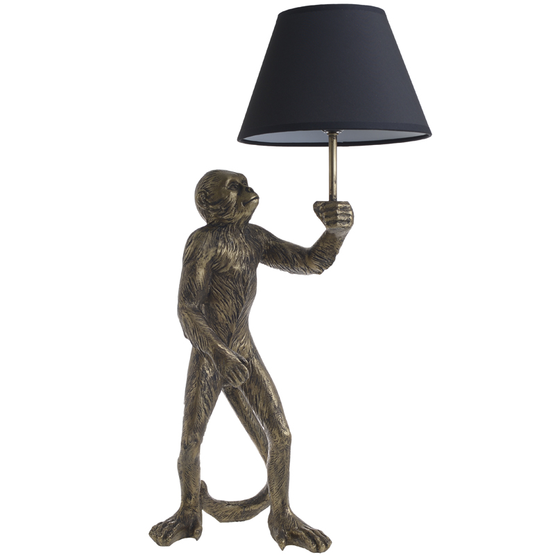 Настольная лампа Monkey with Black Lampshade Золотой Черный Настольная лампа Monkey with Black Lampshade Золотой Черный в Челябинске | Loft Concept
