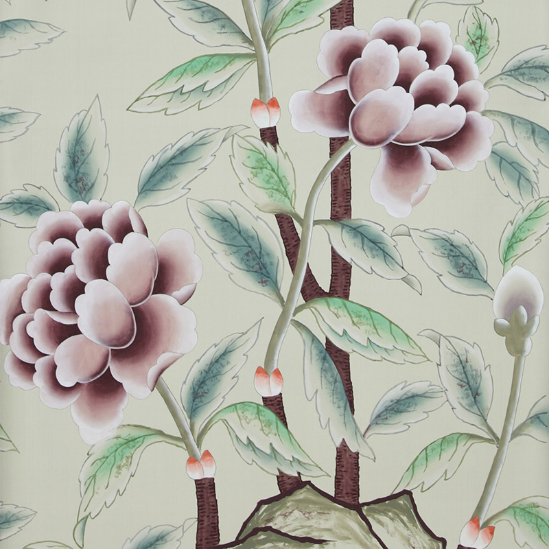 Обои ручная роспись Korean Peony Special Colourway on Icefield dyed silk Обои ручная роспись Korean Peony Special Colourway on Icefield dyed silk в Челябинске | Loft Concept