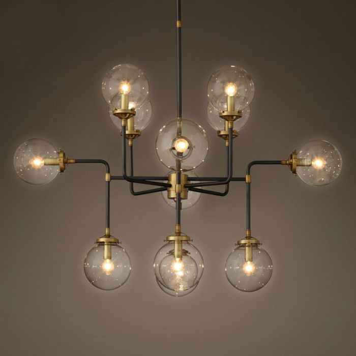 Люстра Bistro Globe Clear Glass Chandelier 12 Черный Люстра Bistro Globe Clear Glass Chandelier 12 Черный в Челябинске | Loft Concept