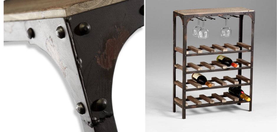 Стеллаж Industrial Metal Rust Console Wine Rack Стеллаж Industrial Metal Rust Console Wine Rack - Loft-Concept в Челябинске