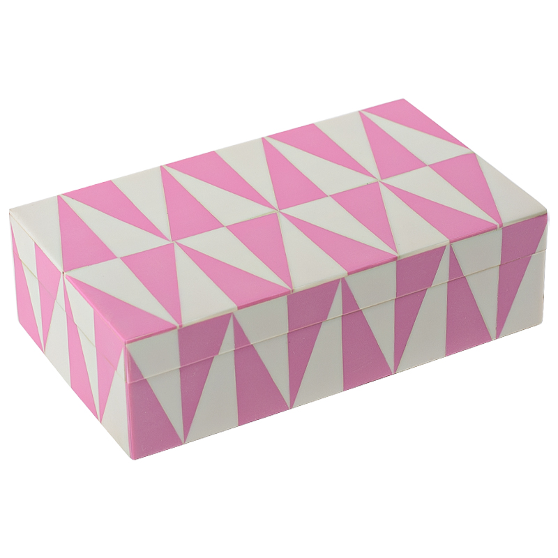 Шкатулка Pink Triangles Bone Inlay Box Розовый Белый Шкатулка Pink Triangles Bone Inlay Box Розовый Белый в Челябинске | Loft Concept