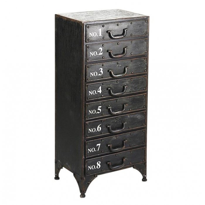 Комод металлический в стиле Лофт Industrial Loft Rustic Iron 8 Drawer Dresser Черный Комод металлический в стиле Лофт Industrial Loft Rustic Iron 8 Drawer Dresser Черный в Челябинске | Loft Concept
