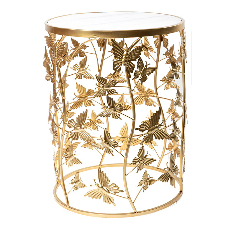 Приставной стол Gold Butterfly белый мрамор Золотой Белый Мрамор Bianco Приставной стол Gold Butterfly белый мрамор Золотой Белый Мрамор Bianco в Челябинске | Loft Concept
