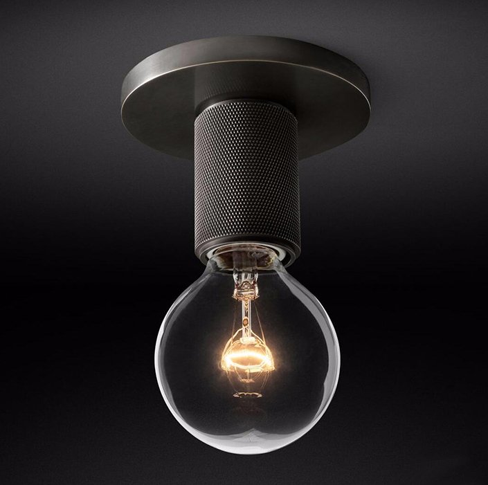 Потолочный светильник RH Utilitaire Socket Flushmount Black Темная бронза в Челябинске | Loft Concept 