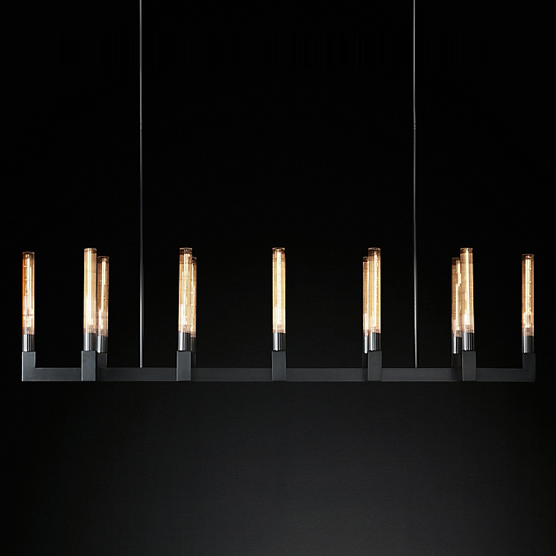 Люстра RH CANELLE Linear Chandelier 12 Modern Black Черный матовый Люстра RH CANELLE Linear Chandelier 12 Modern Black Черный матовый в Челябинске | Loft Concept