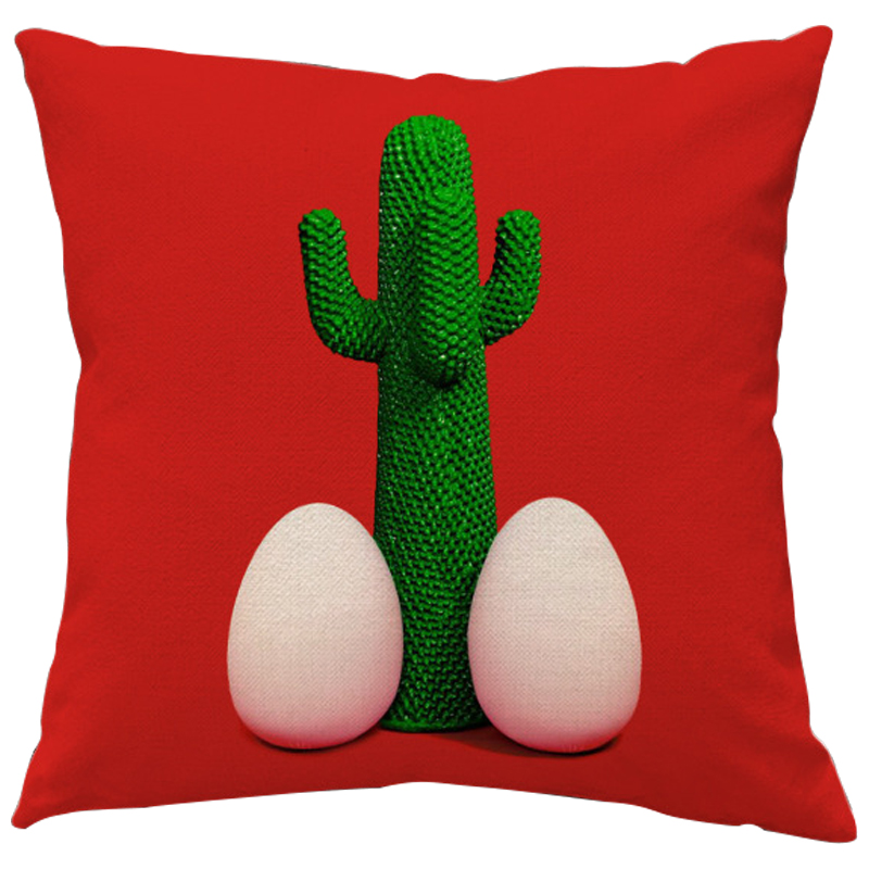 Декоративная подушка Seletti Cushion God Cactus Красный Зеленый Белый Декоративная подушка Seletti Cushion God Cactus Красный Зеленый Белый в Челябинске | Loft Concept