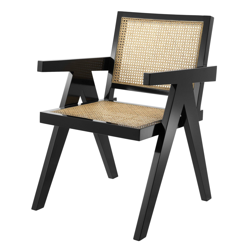 Стул Eichholtz Dining Chair Adagio Черный Бежевый Стул Eichholtz Dining Chair Adagio Черный Бежевый в Челябинске | Loft Concept