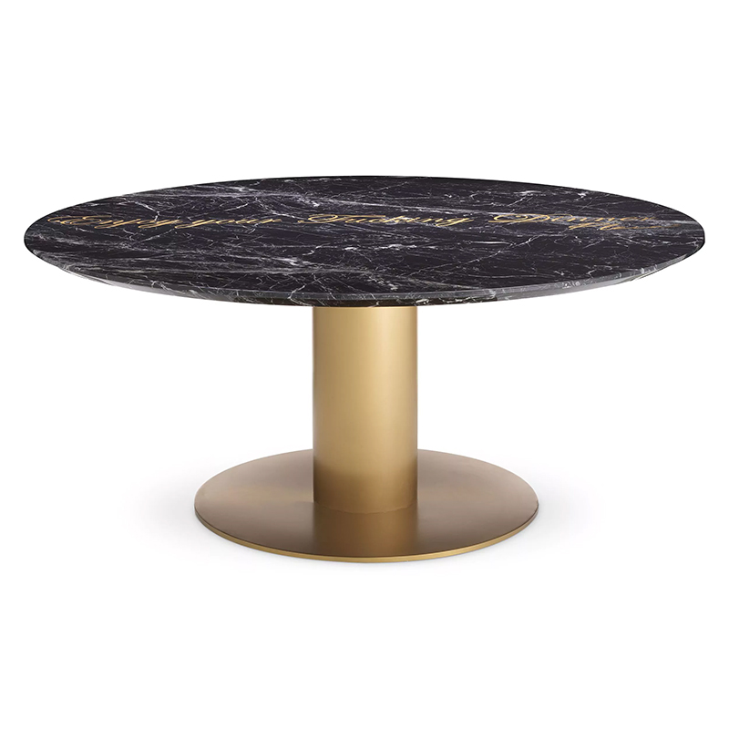 Круглый обеденный стол c чёрной мраморной столешницей Philipp Plein Dining Table Enjoy Черный Мрамор Nero Золотой Круглый обеденный стол c чёрной мраморной столешницей Philipp Plein Dining Table Enjoy Черный Мрамор Nero Золотой в Челябинске | Loft Concept