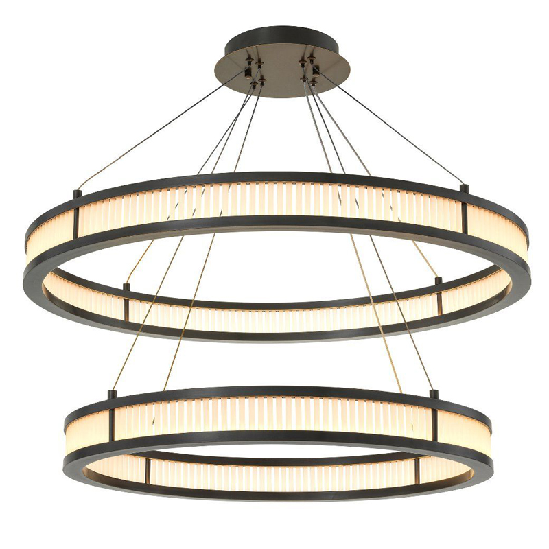 Люстра Eichholtz Chandelier Damien Double Bronze Темная бронза Белое матовое стекло Люстра Eichholtz Chandelier Damien Double Bronze Темная бронза Белое матовое стекло в Челябинске | Loft Concept