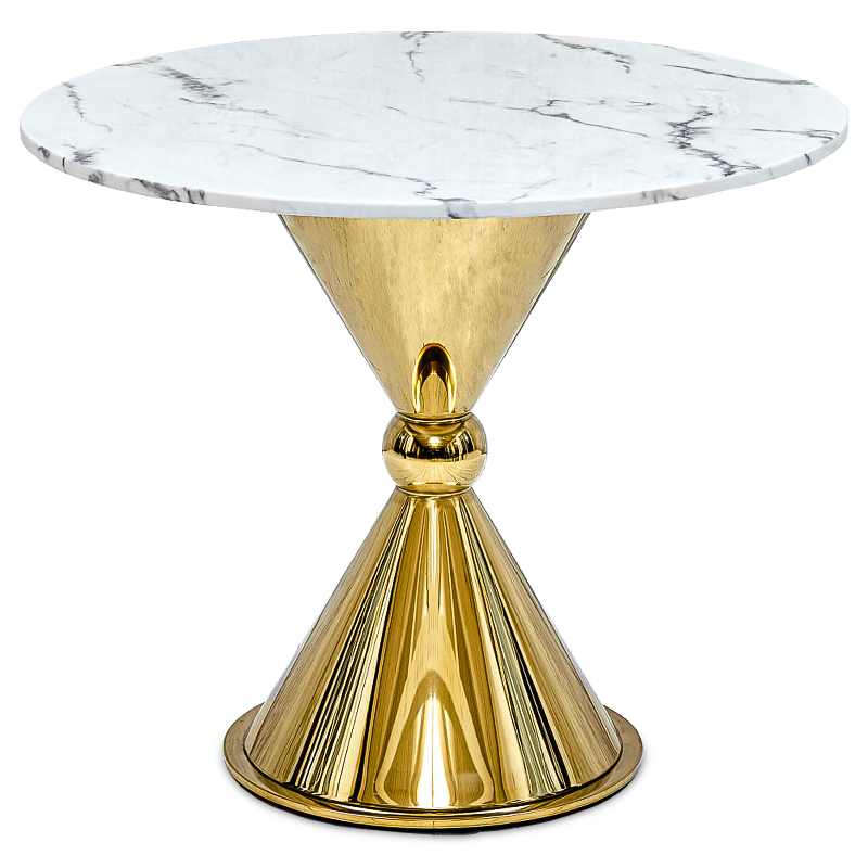Обеденный стол Furness Dining Table Глянцевое золото Белый Мрамор Bianco в Челябинске | Loft Concept 