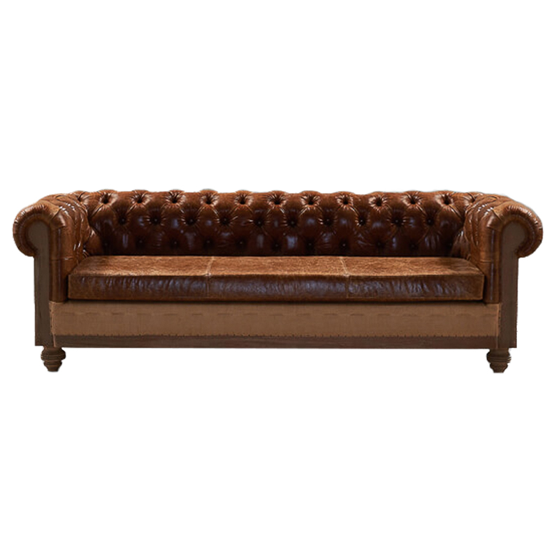 Диван Deconstructed Chesterfield Sofa triple Brown leather Коричневый ivory ( слоновая кость ) Диван Deconstructed Chesterfield Sofa triple Brown leather Коричневый ivory ( слоновая кость ) в Челябинске | Loft Concept