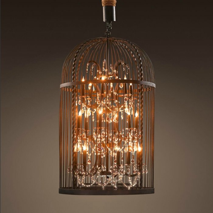 Люстра Steampunk Birdcage Chandelier Искусственная бурая ржавчина Черный Люстра Steampunk Birdcage Chandelier Искусственная бурая ржавчина Черный в Челябинске | Loft Concept
