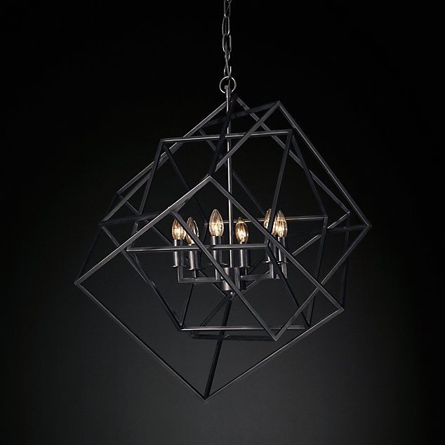 Люстра RH Caged Cubist Pendant black Черный Люстра RH Caged Cubist Pendant black Черный в Челябинске | Loft Concept
