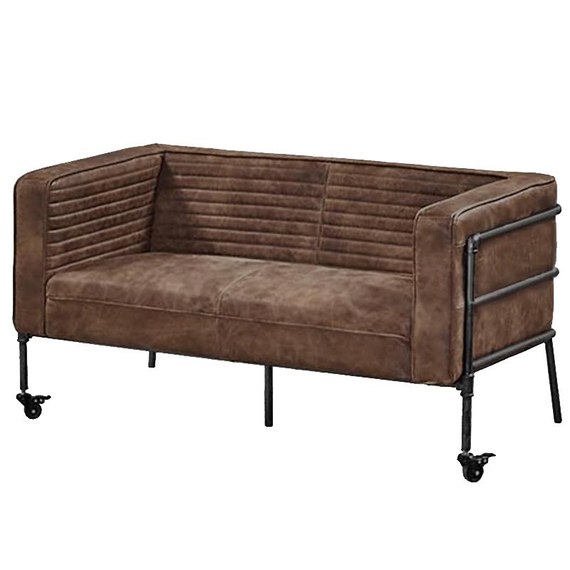 Диван Desmond Loveseat Grain Leather Коричневый в Челябинске | Loft Concept 