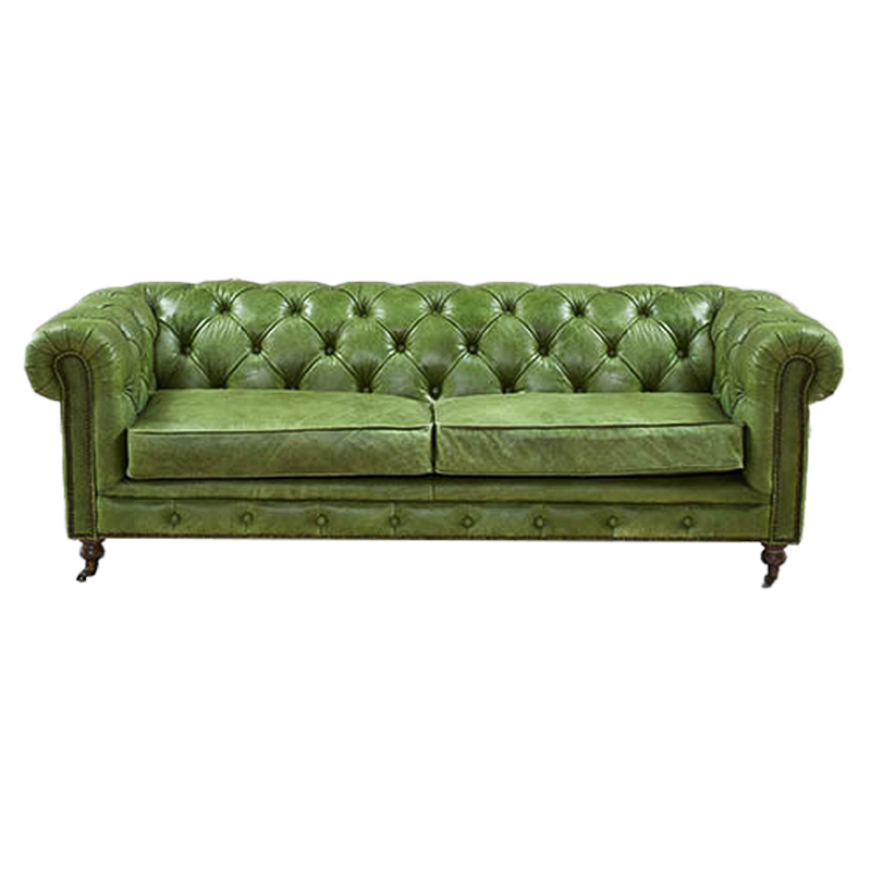 Диван Chesterfield leather Sofa green Зеленый Диван Chesterfield leather Sofa green Зеленый в Челябинске | Loft Concept