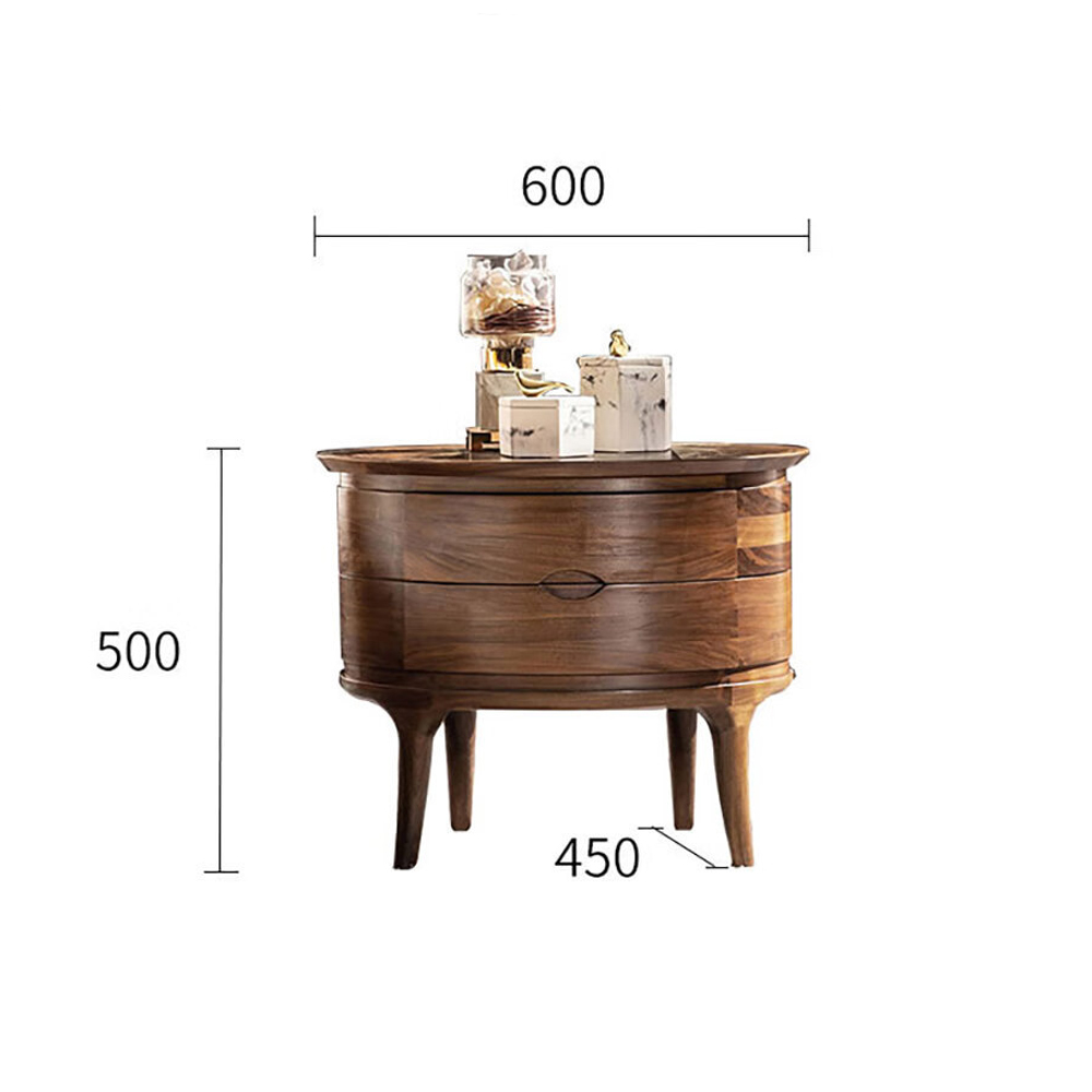 Прикроватный столик из дерева с 2-мя ящиками Moon Walnut Furniture Прикроватный столик из дерева с 2-мя ящиками Moon Walnut Furniture в Челябинске