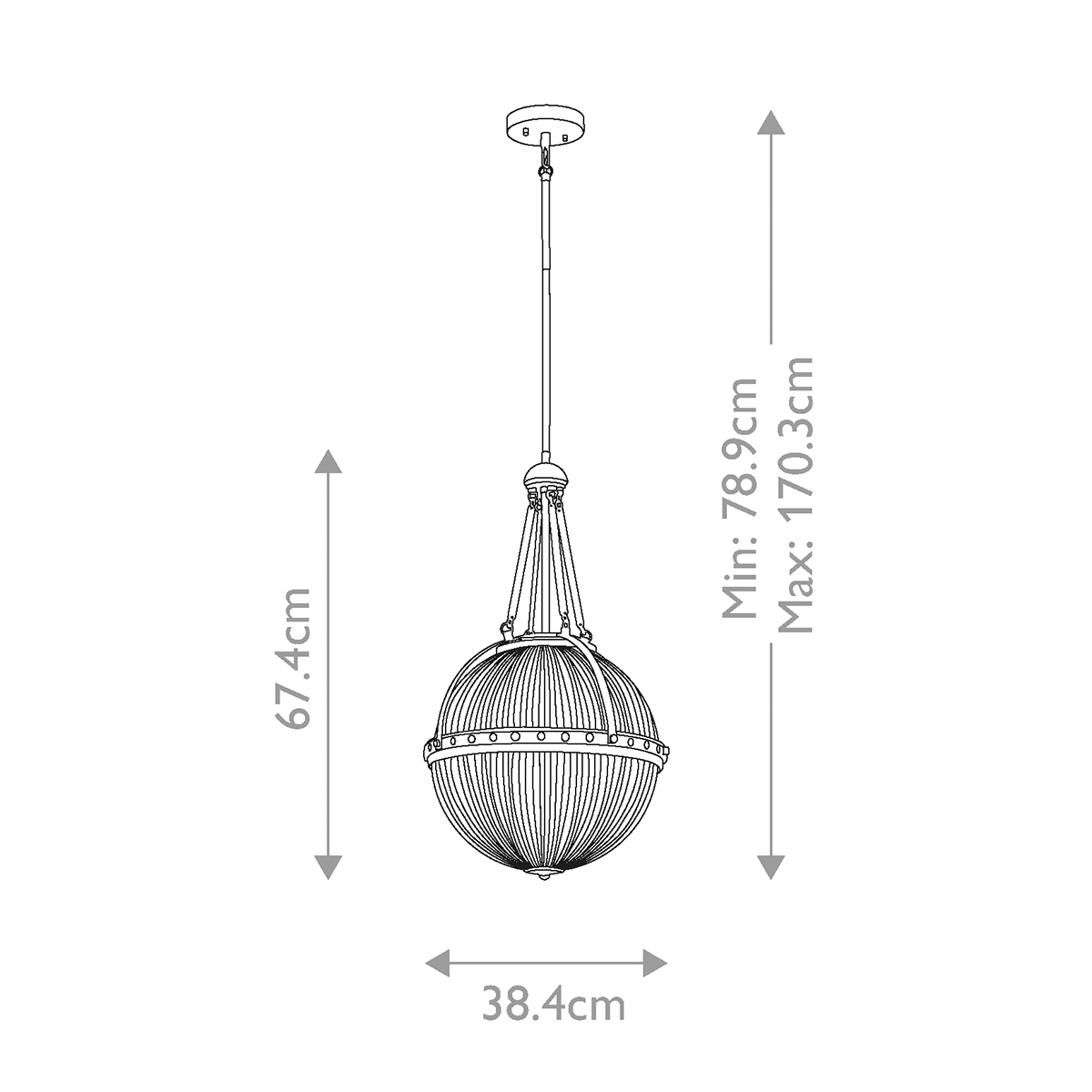 Подвесной светильник с рифленым стеклянным плафоном в форме шара Kichler в Челябинске