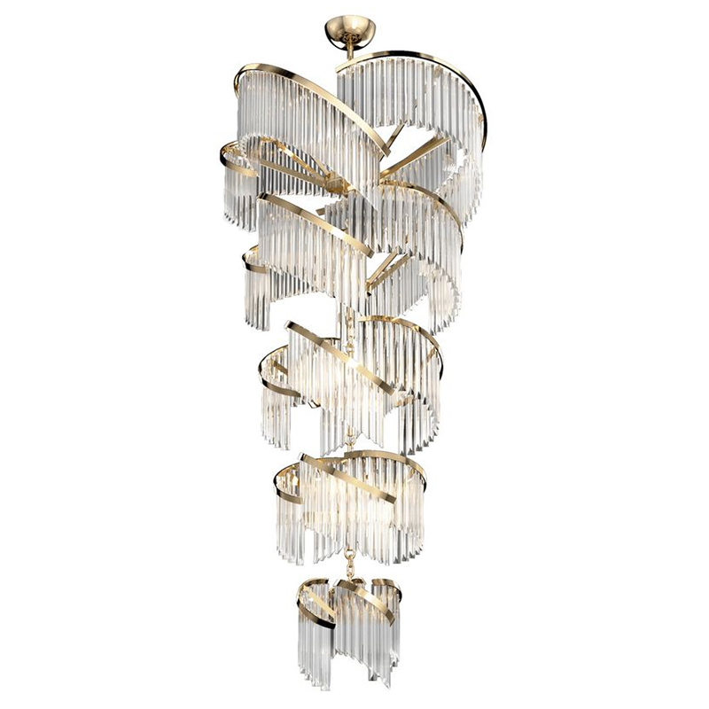 Большая Многоярусная Люстра для Высокого потолка Odeon Large Tiered Chandelier Золотой Прозрачное Стекло Большая Многоярусная Люстра для Высокого потолка Odeon Large Tiered Chandelier Золотой Прозрачное Стекло в Челябинске | Loft Concept