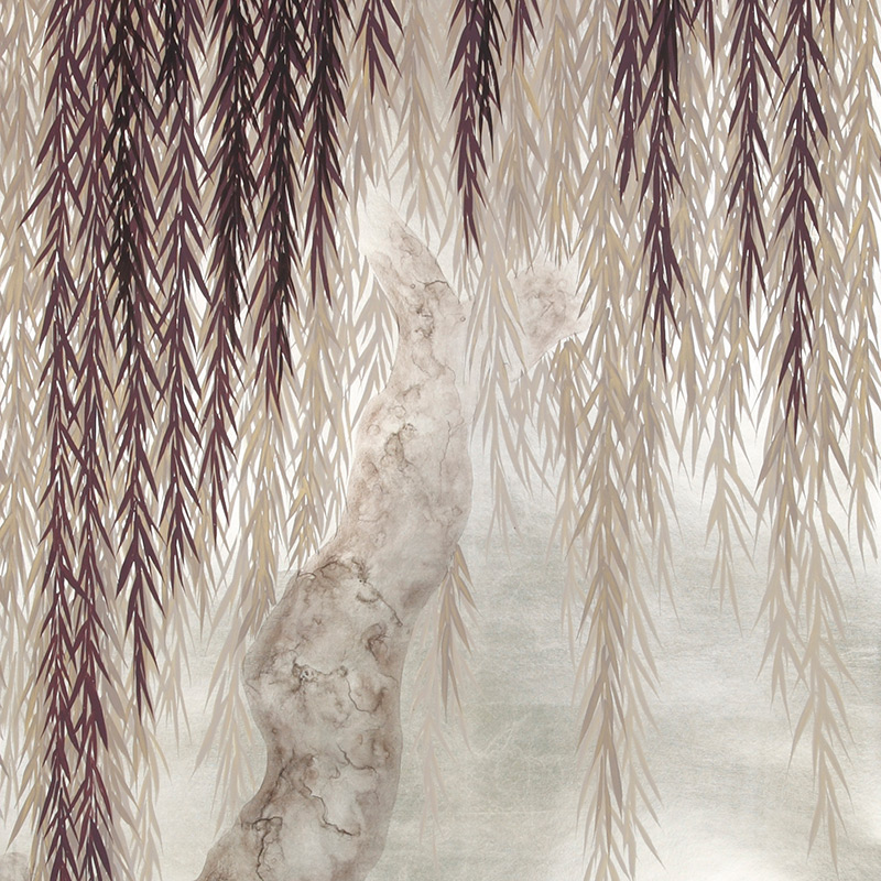 Обои ручная роспись Willow Boysenberry on White Metal gilded paper Обои ручная роспись Willow Boysenberry on White Metal gilded paper в Челябинске | Loft Concept