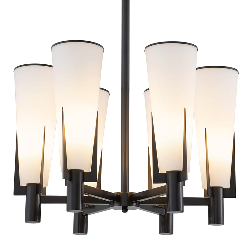 Люстра Eichholtz Chandelier Dino Bronze Белое матовое стекло Черный Темная бронза Люстра Eichholtz Chandelier Dino Bronze Белое матовое стекло Черный Темная бронза в Челябинске | Loft Concept