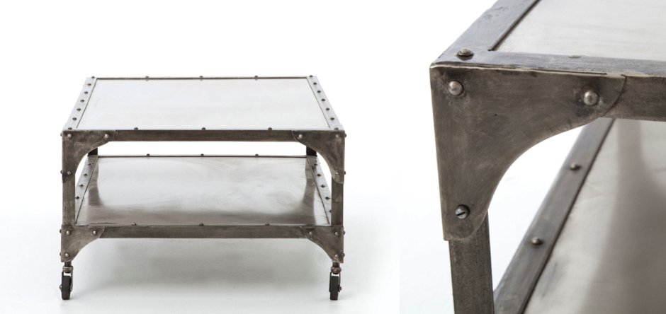 Кофейный стол Industrial Steampunk Nickel Coffee Table Кофейный стол Industrial Steampunk Nickel Coffee Table - Loft-Concept в Челябинске