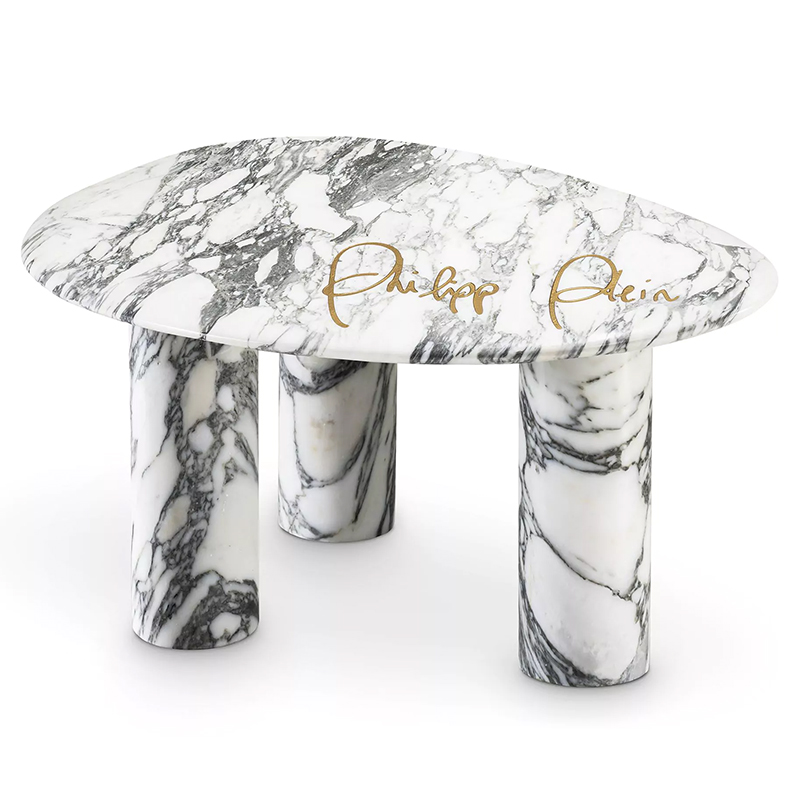 Приставной стол Philipp Plein Side Table Forte Белый Мрамор Bianco Белый в Челябинске | Loft Concept 