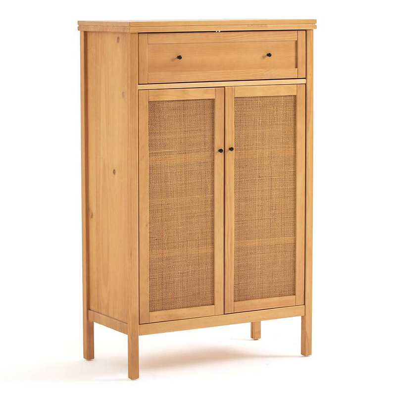 Комод в скандинавском стиле с плетеными дверцами Niels Wicker 3 drawers Светлый дуб Комод в скандинавском стиле с плетеными дверцами Niels Wicker 3 drawers Светлый дуб в Челябинске | Loft Concept